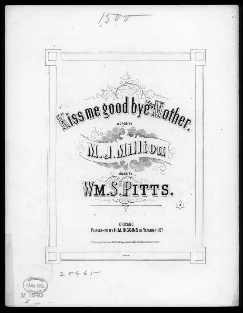 Первая страница нот «Kiss me good bye for mother»