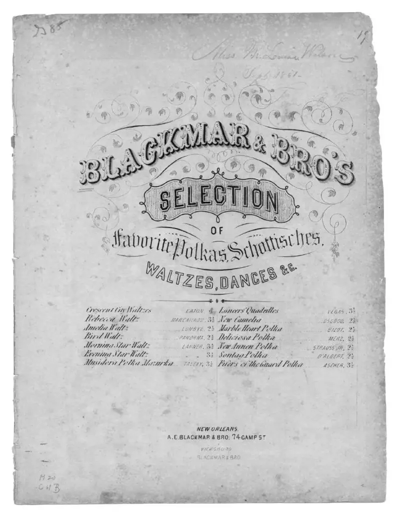 Первая страница нот «New Orleans military polka»