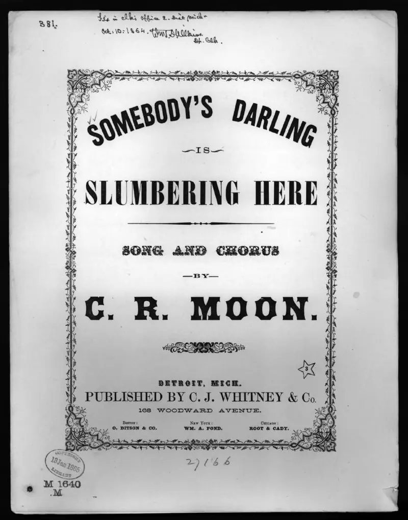 Первая страница нот «Somebody's darling is slumbering here»