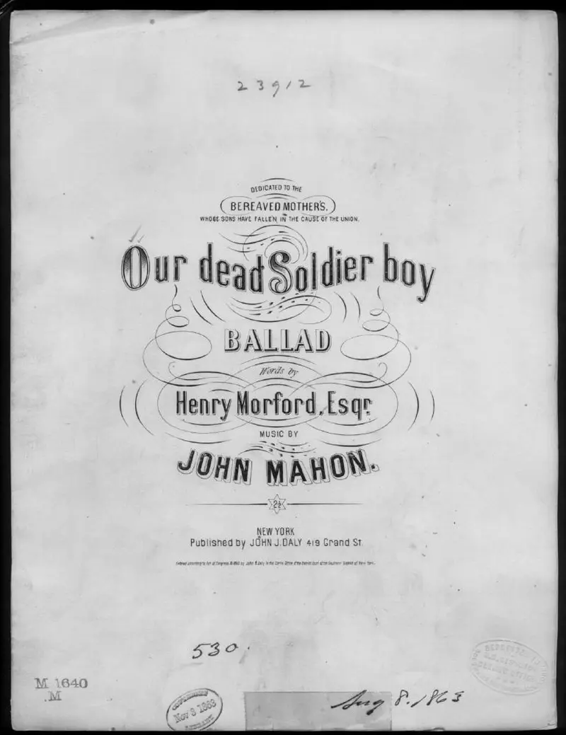 Первая страница нот «Our dead soldier boy»