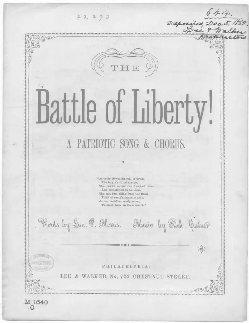 Первая страница нот «The Battle of liberty»