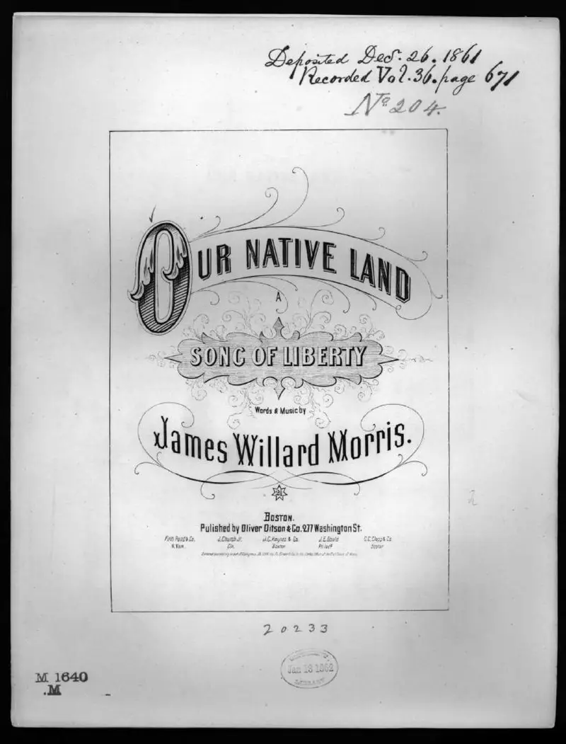 Первая страница нот «Our native land»
