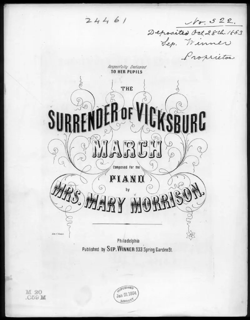 Первая страница нот «Surrender of Vicksburg Марш»