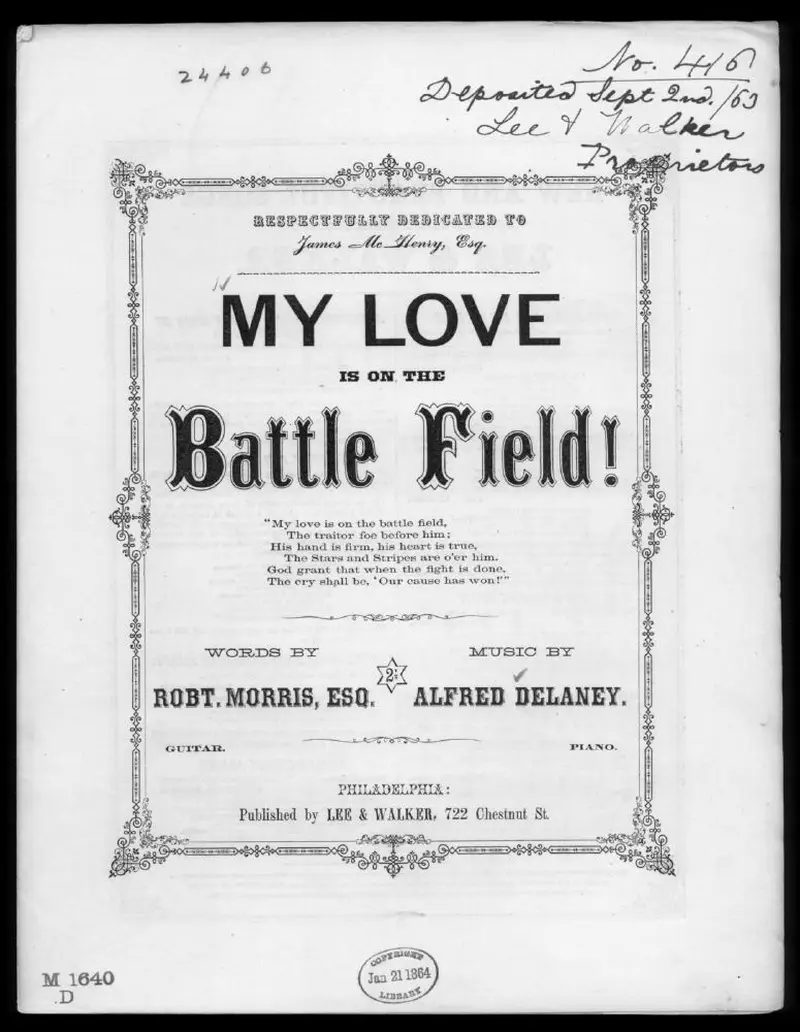 Первая страница нот «My love is on the battle field»