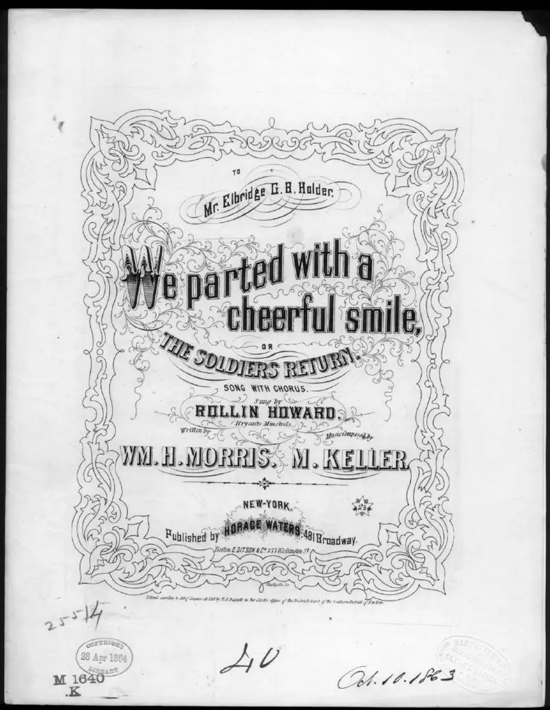 Первая страница нот «We parted with a cheerful smile, or The Soldier's return»