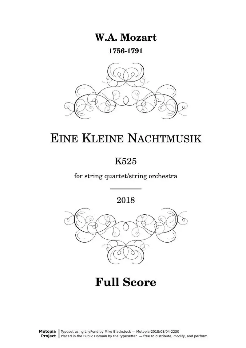 Первая страница нот «Eine Kleine Nachtmusik (KV525) — MozartWA-KV525»