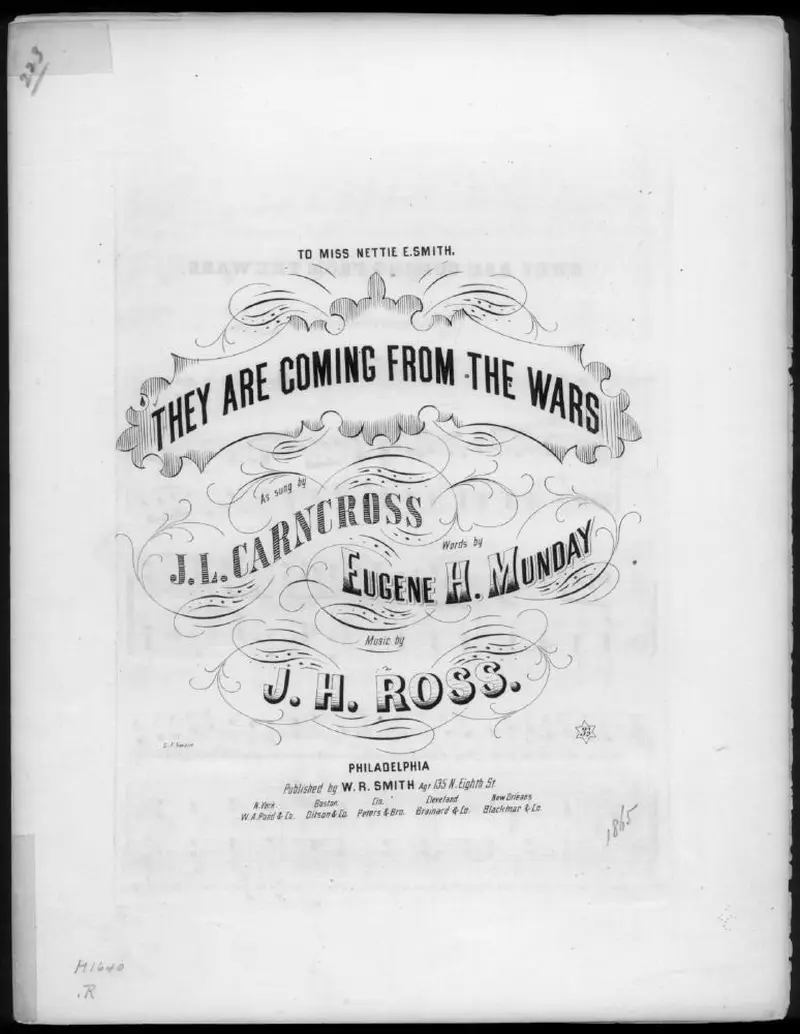 Первая страница нот «They are coming from the wars»
