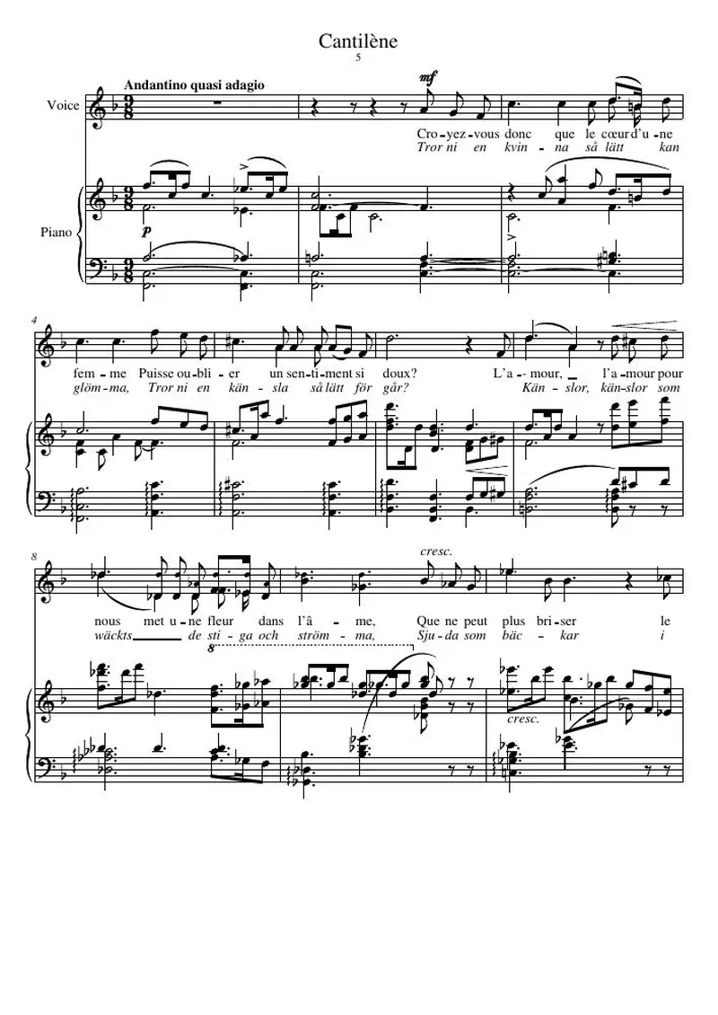 Первая страница нот «Cantilène»