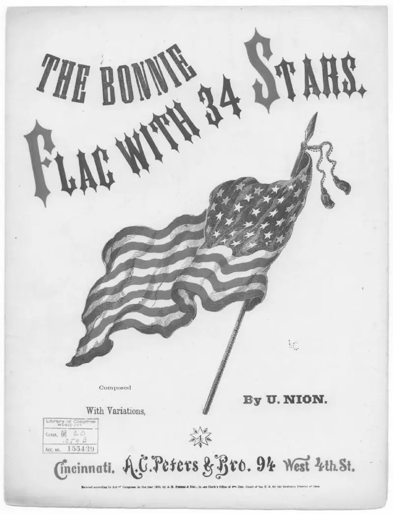 Первая страница нот «The Bonnie flag with 34 stars»