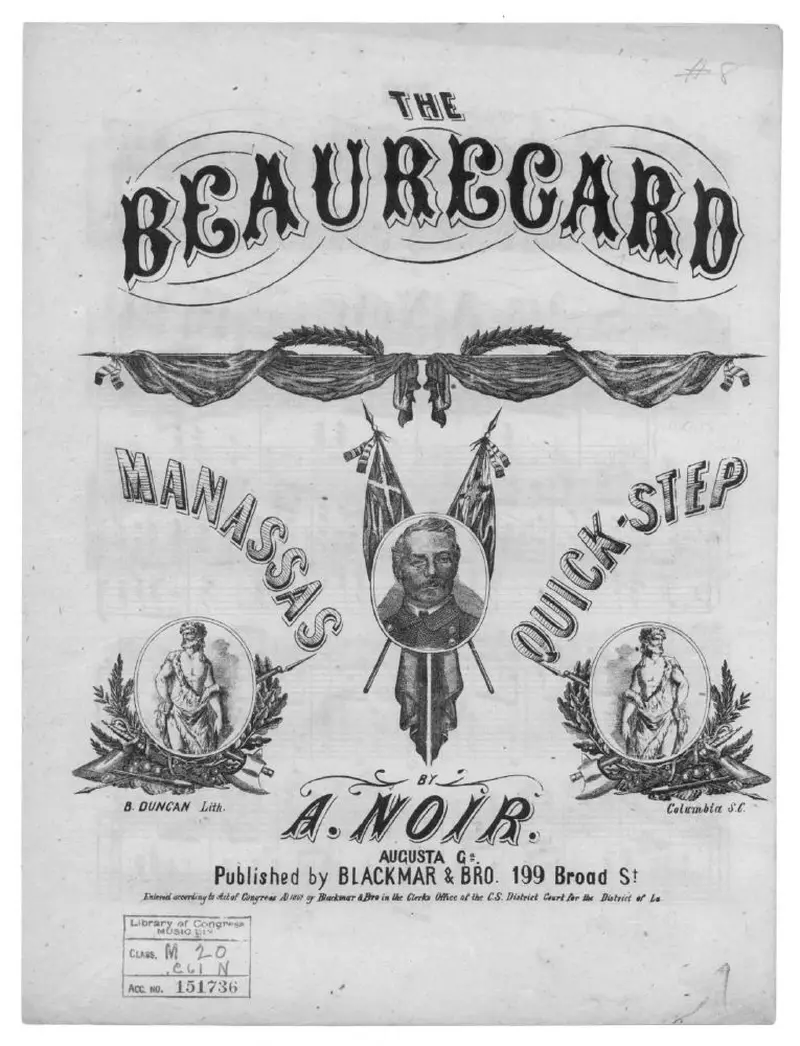 Первая страница нот «The Beauregard Manassas quickstep»