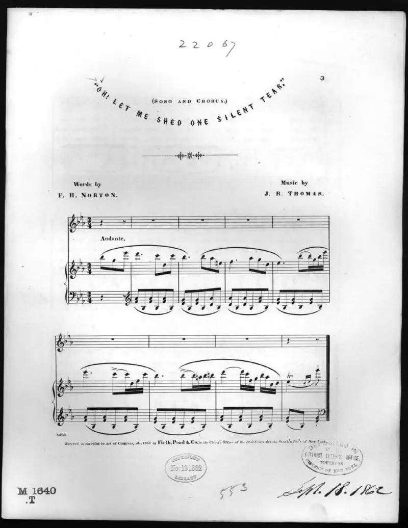 Первая страница нот «Oh! let me shed one silent tear»