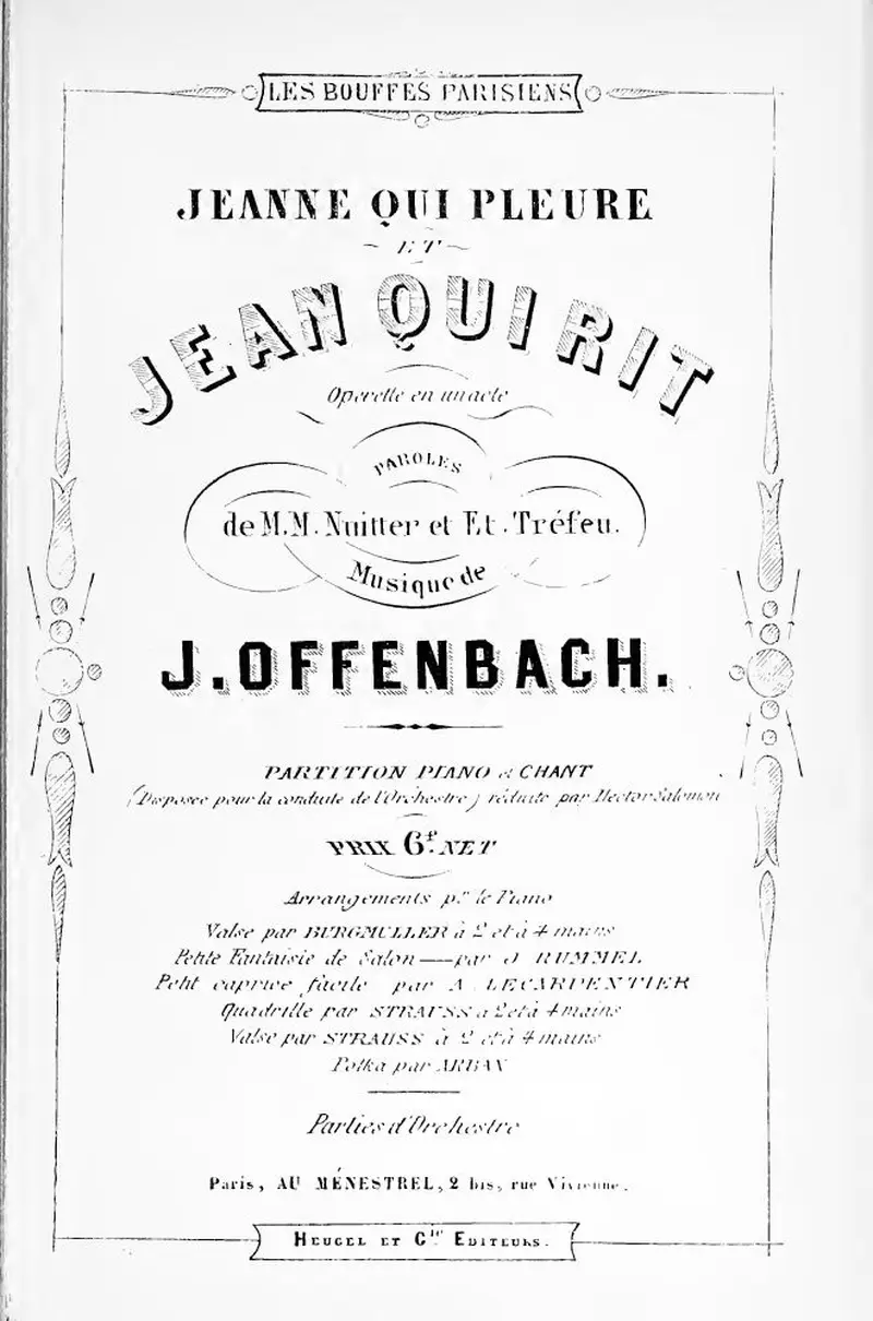 Первая страница нот «Jeanne qui pleure et Jean qui rit»