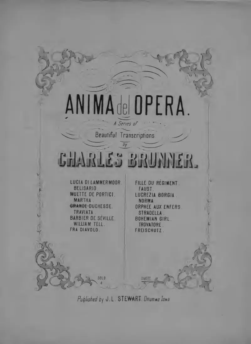 Первая страница нот «La grande duchesse : anima del opera»