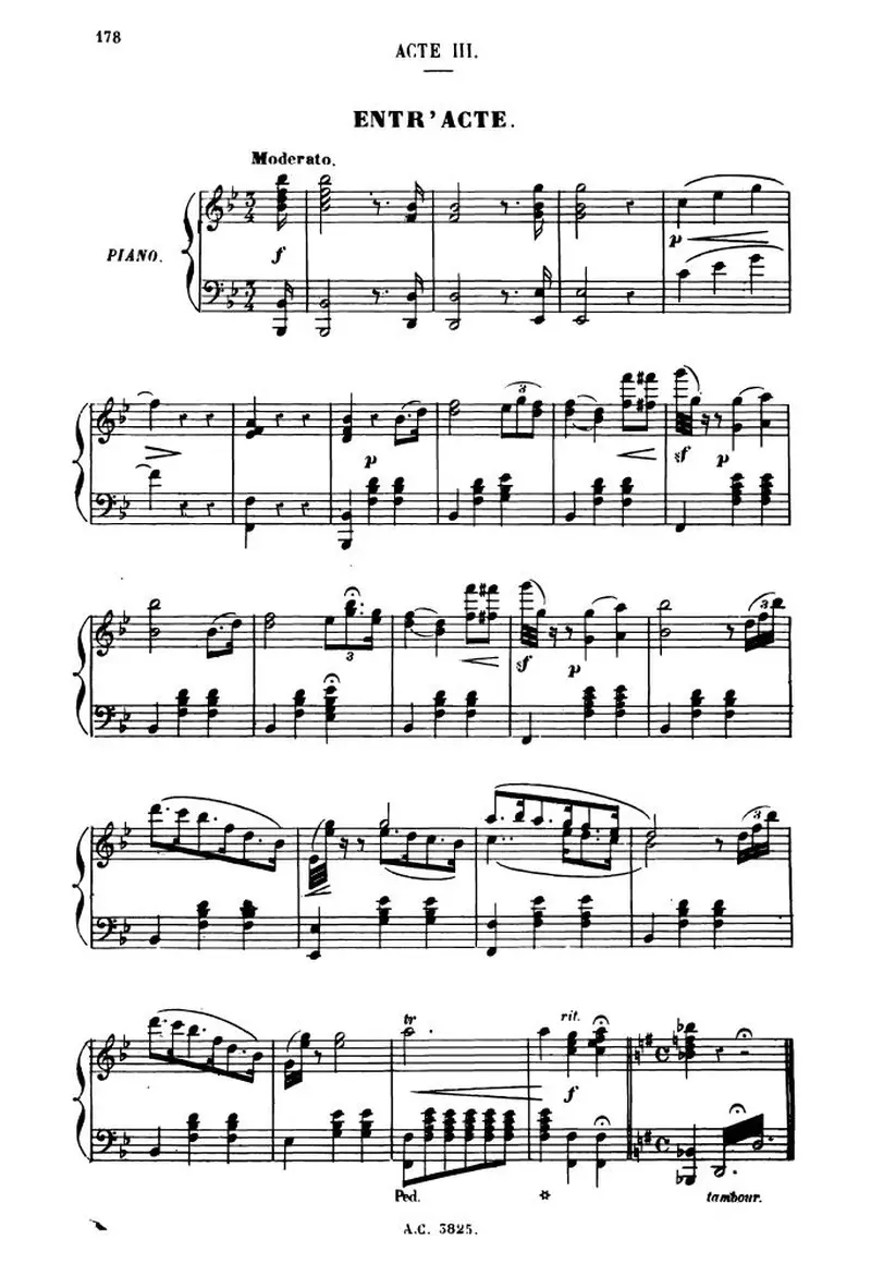 Первая страница нот «Madame Favart»