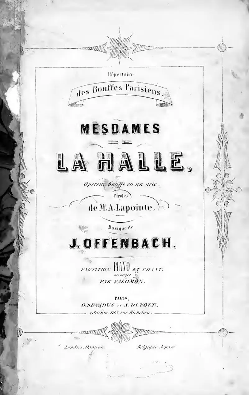 Первая страница нот «Mesdames de la Halle»