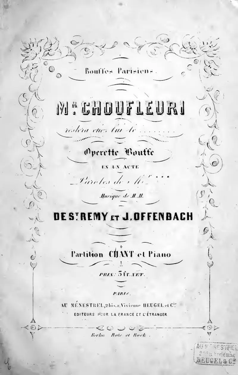 Первая страница нот «Monsieur Choufleuri restera chez lui le»