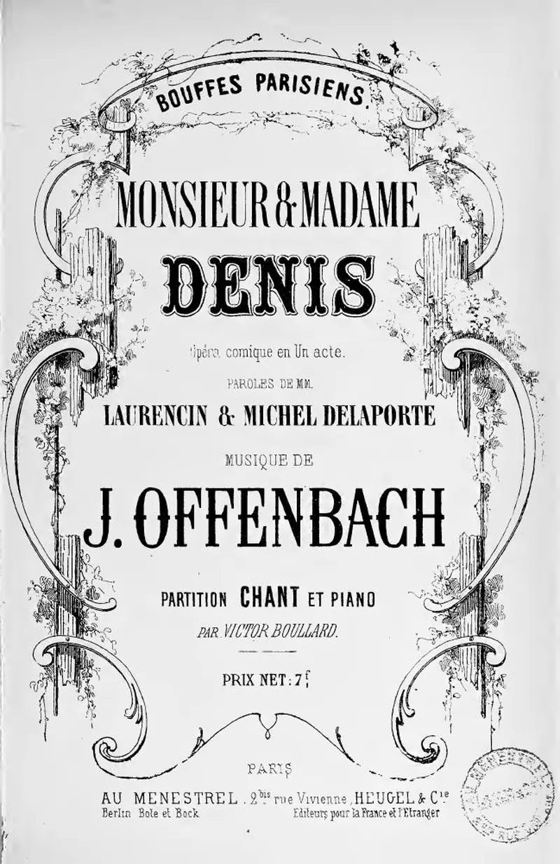 Первая страница нот «Monsieur et Madame Denis»