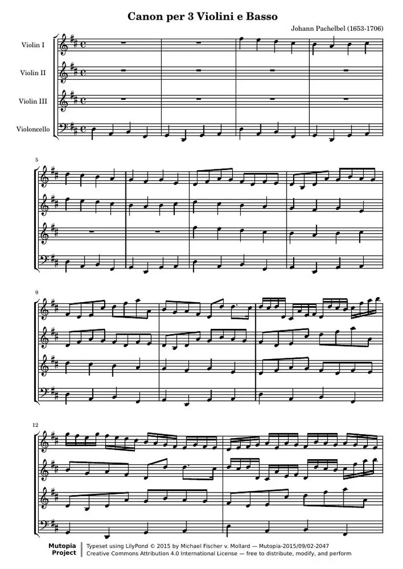 Первая страница нот «Канон per 3 Violini e Basso — Канон_per_3_violini_e_basso»