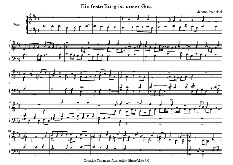 Первая страница нот «Ein feste Burg ist unser Gott»