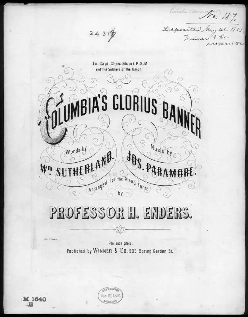 Первая страница нот «Columbia's glorious banner»