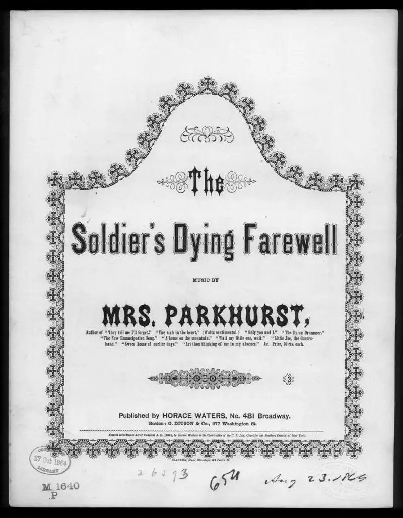 Первая страница нот «The Soldier's dying farewell»