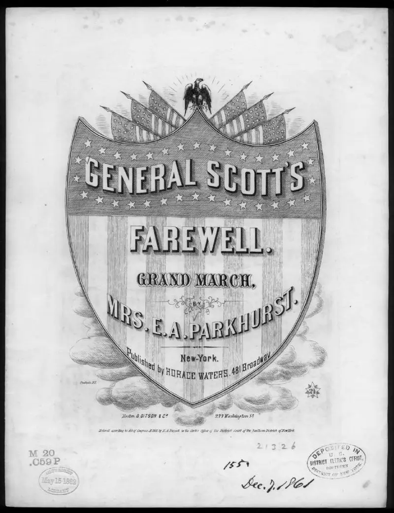 Первая страница нот «General Scott's farewell, grand Марш»