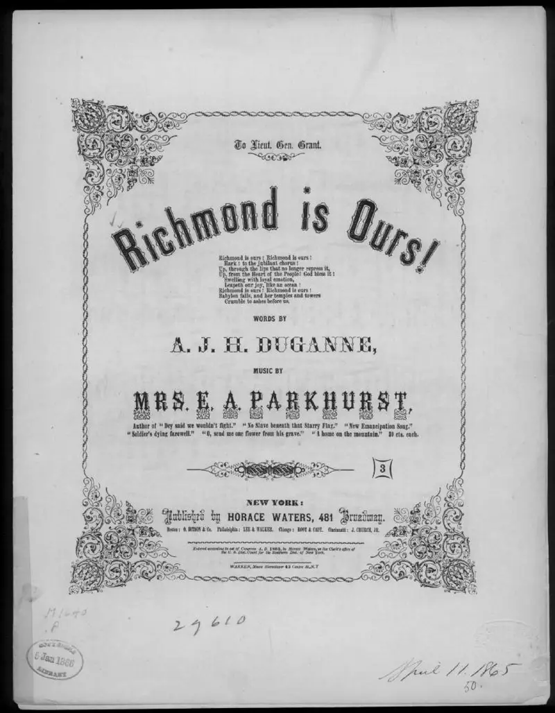 Первая страница нот «Richmond is ours!»