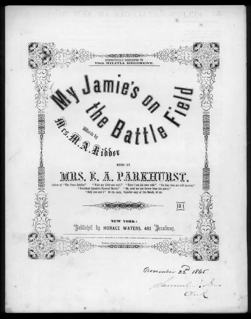 Первая страница нот «My Jamie's on the battle field»