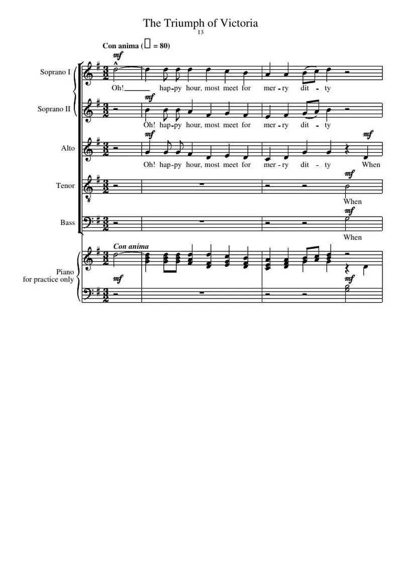 Первая страница нот «The Triumph of Victoria»