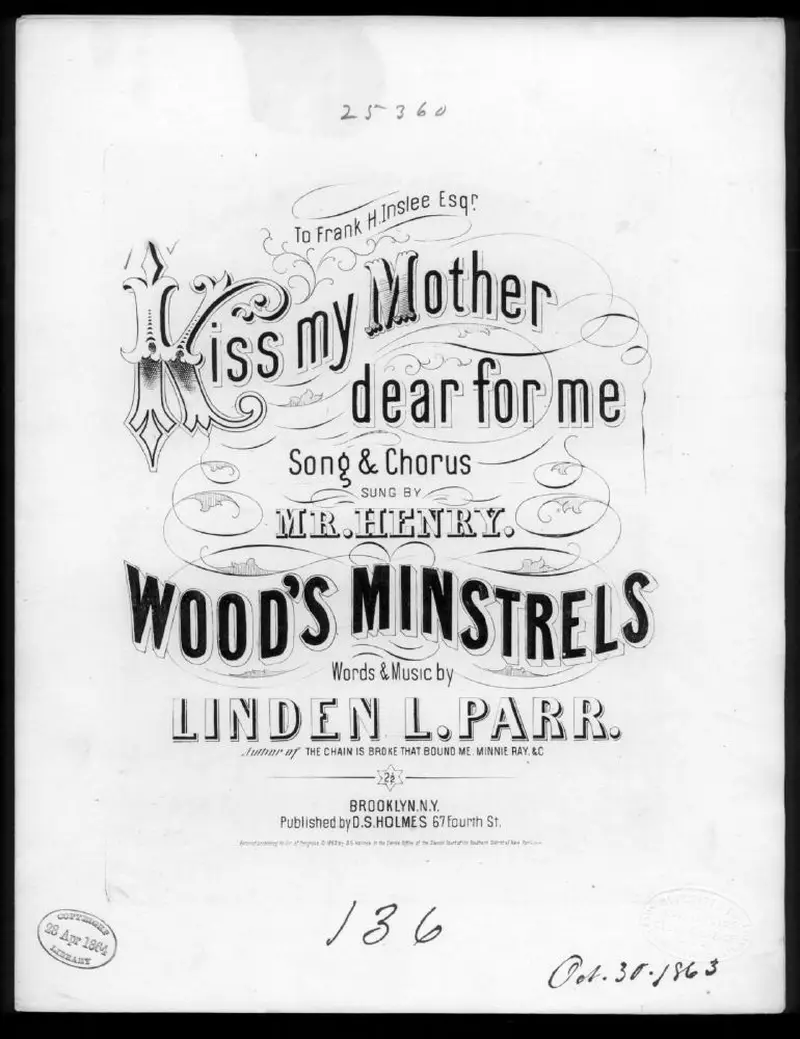 Первая страница нот «Kiss my mother dear for me»