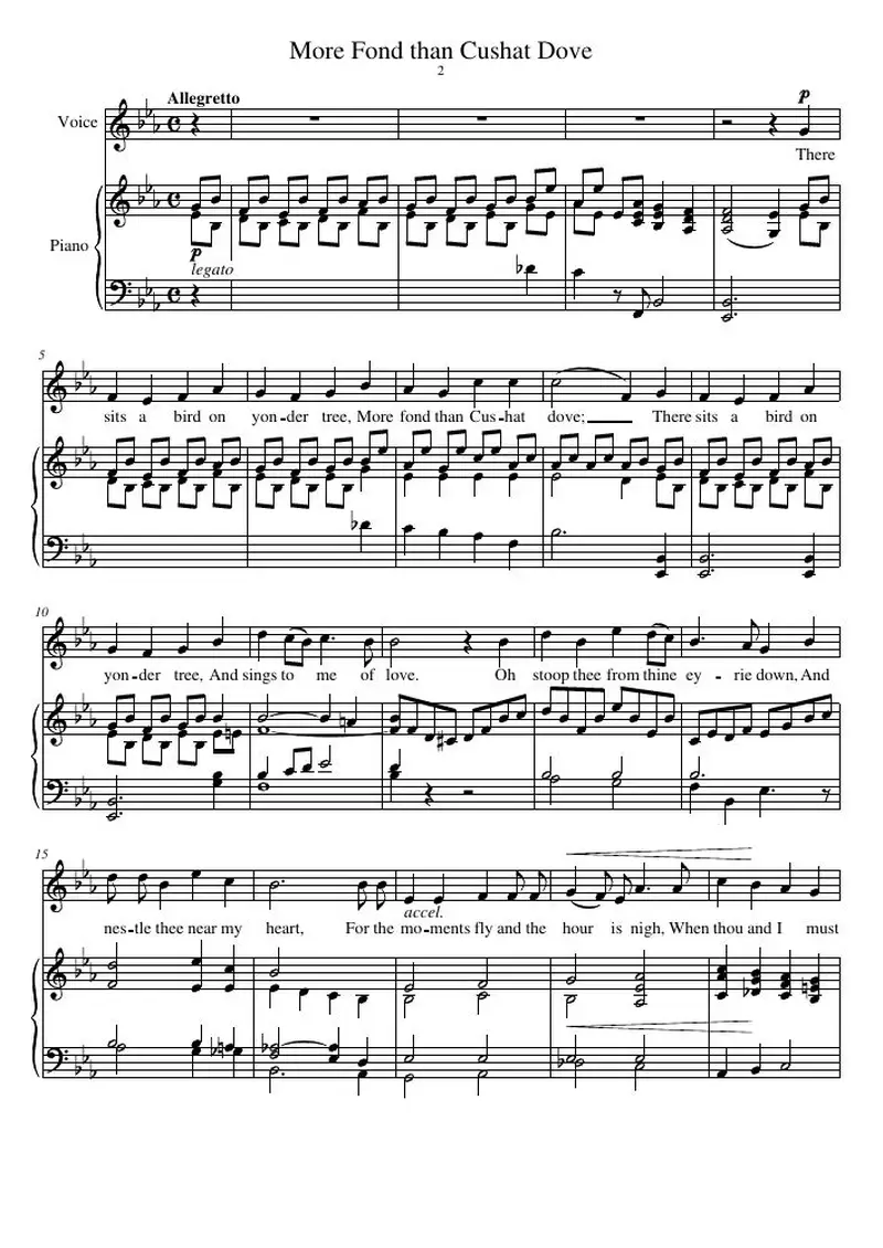 Первая страница нот «More Fond than Cushat Dove»