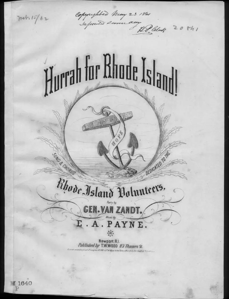 Первая страница нот «Hurrah for Rhode Island»