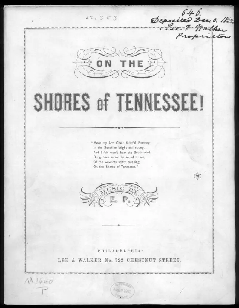 Первая страница нот «On the shores of Tennessee»