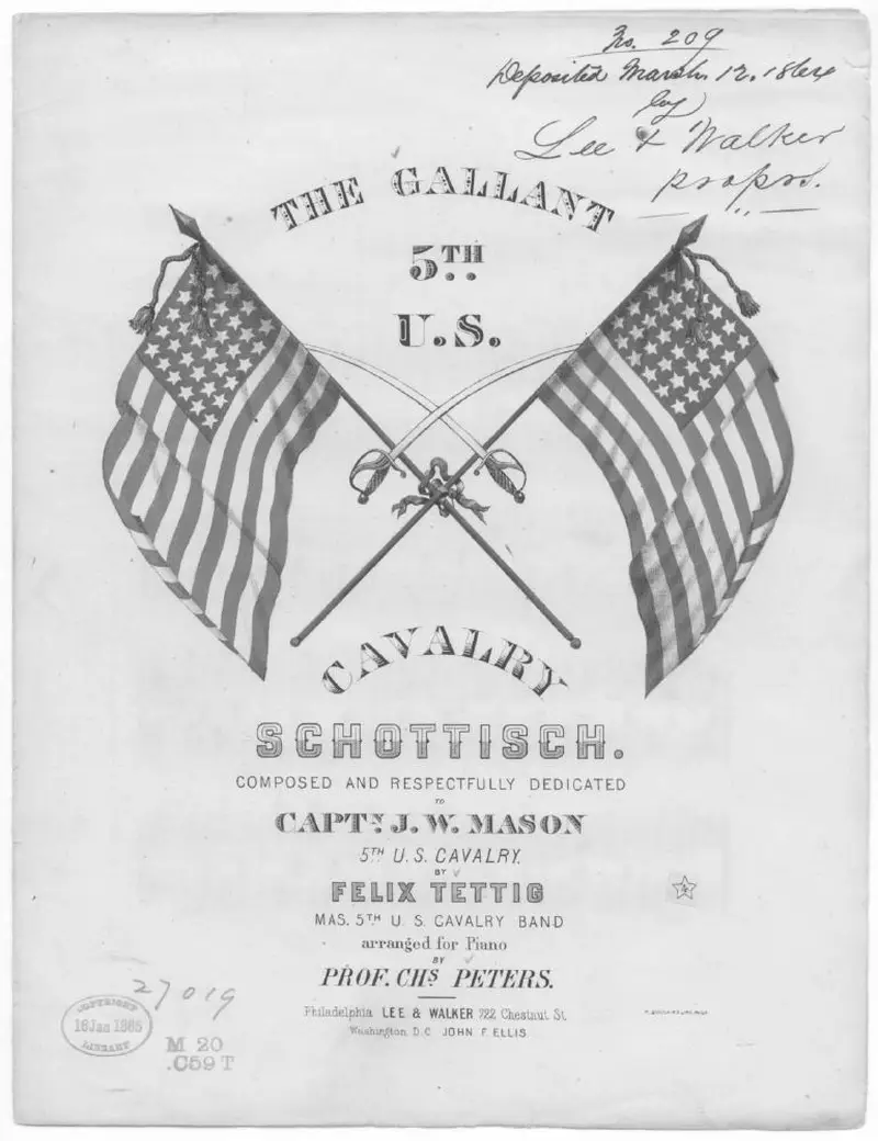 Первая страница нот «The Gallant Fifth United States Cavalry schottisch»