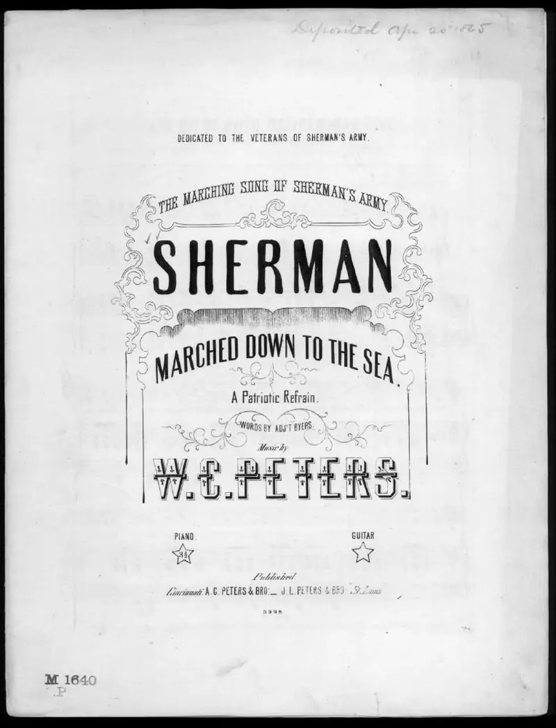 Первая страница нот «Sherman Маршd down to the sea»