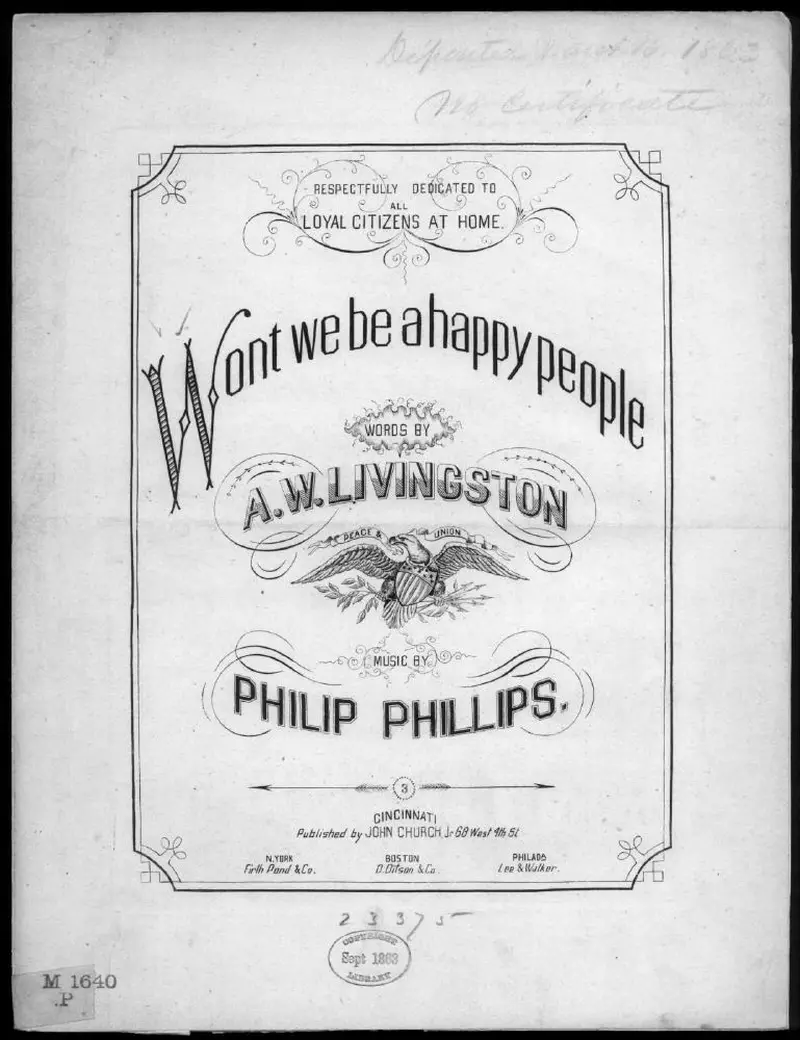 Первая страница нот «Wont we be a happy people»