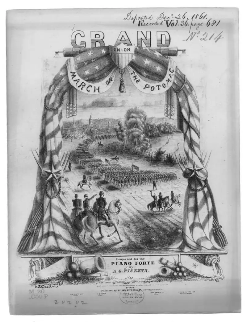 Первая страница нот «Grand Union Марш on the Potomac»