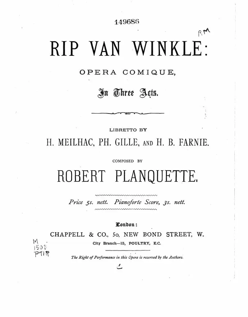 Первая страница нот «Rip van Winkle»