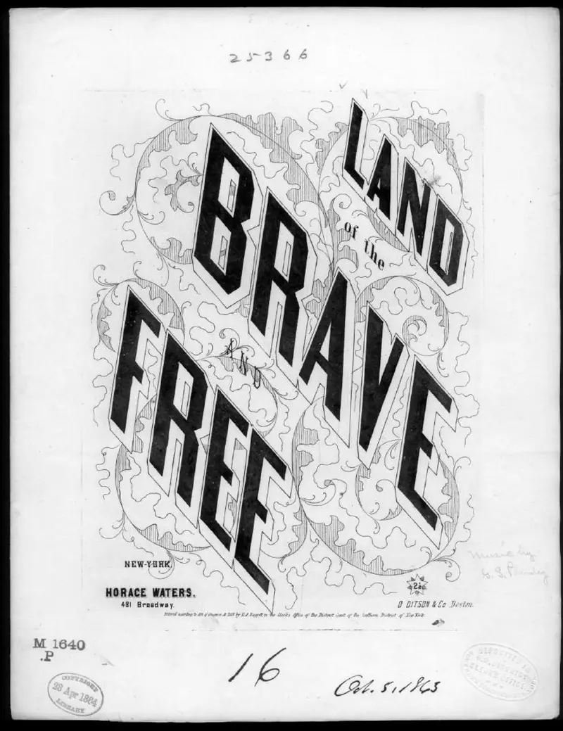 Первая страница нот «Land of the brave and free»
