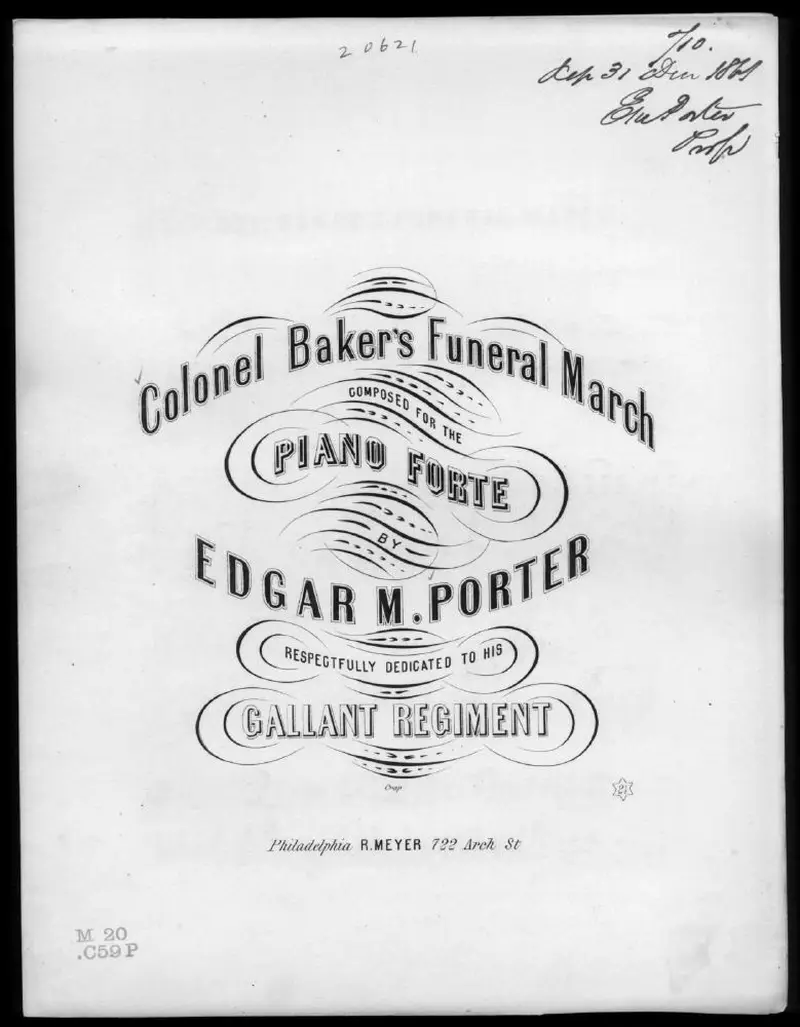 Первая страница нот «Colonel Baker's funeral Марш»