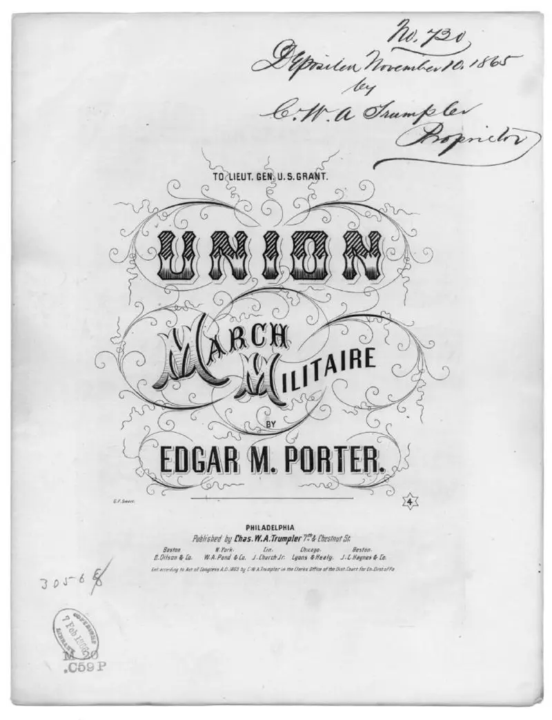Первая страница нот «Union grand Марш militaire»