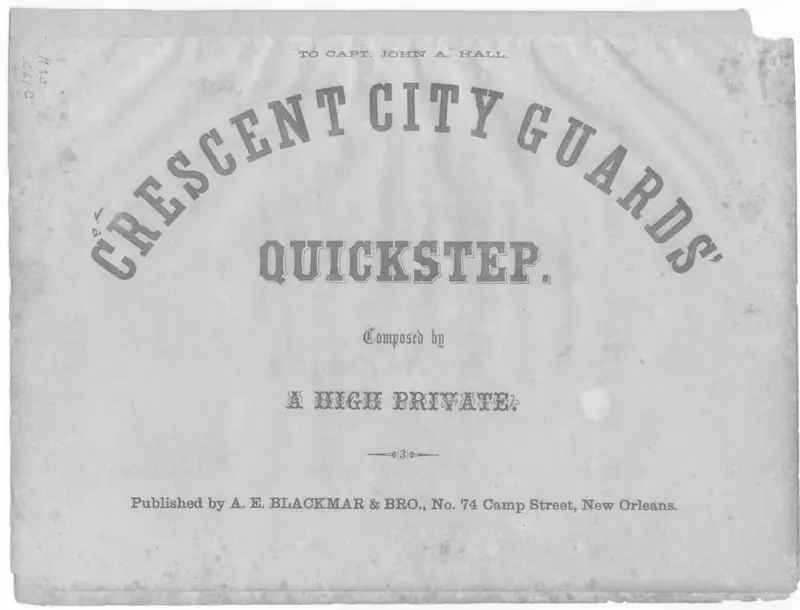 Первая страница нот «Crescent City guards' quickstep»