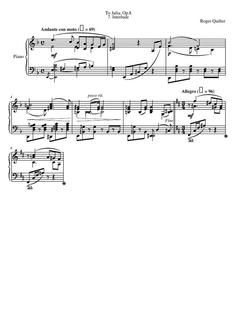 Первая страница нот «Interlude»