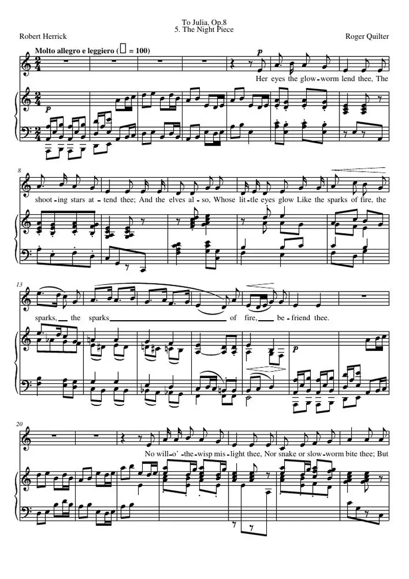 Первая страница нот «The Night Piece»