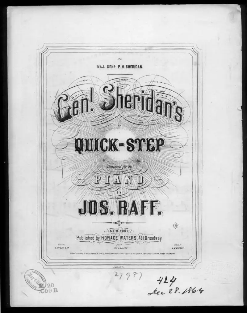 Первая страница нот «мажор General Sheridan's quickstep»