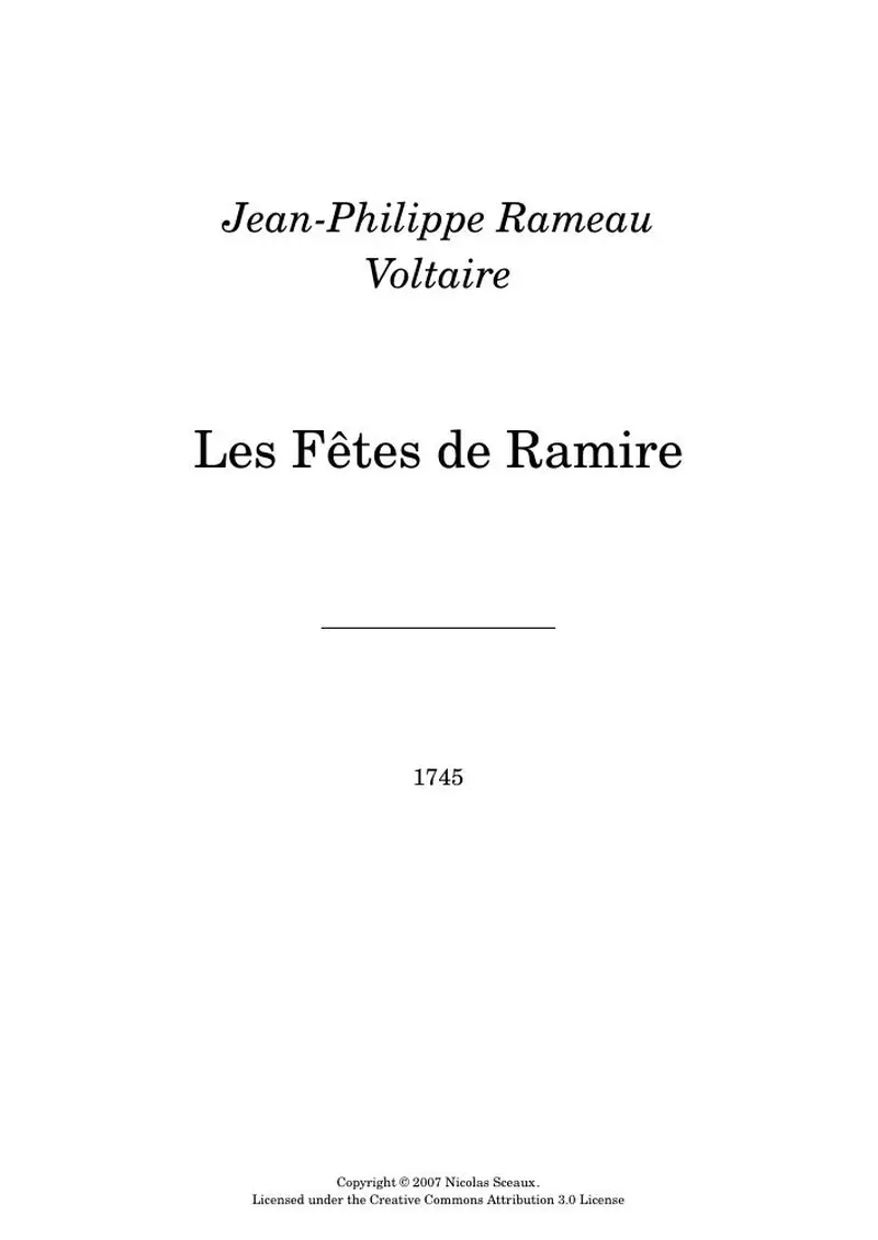 Первая страница нот «Les Fêtes de Ramire»