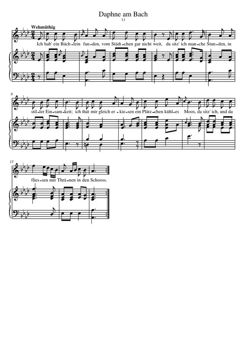 Первая страница нот «Daphne am Bach»