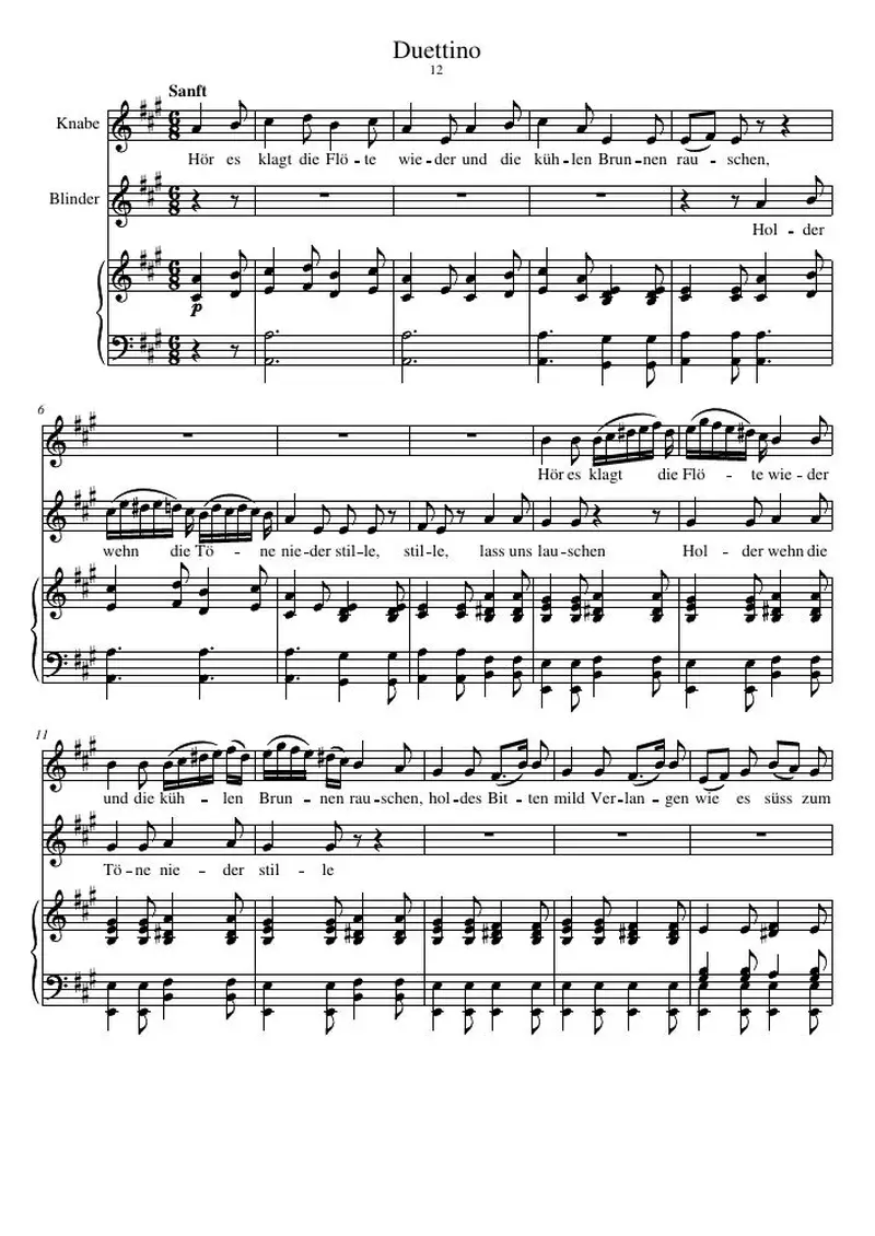 Первая страница нот «Duettino»