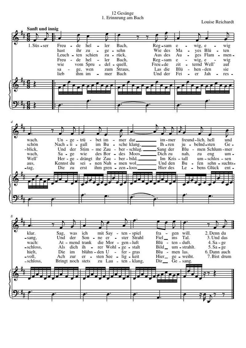 Первая страница нот «Erinnrung am Bach»