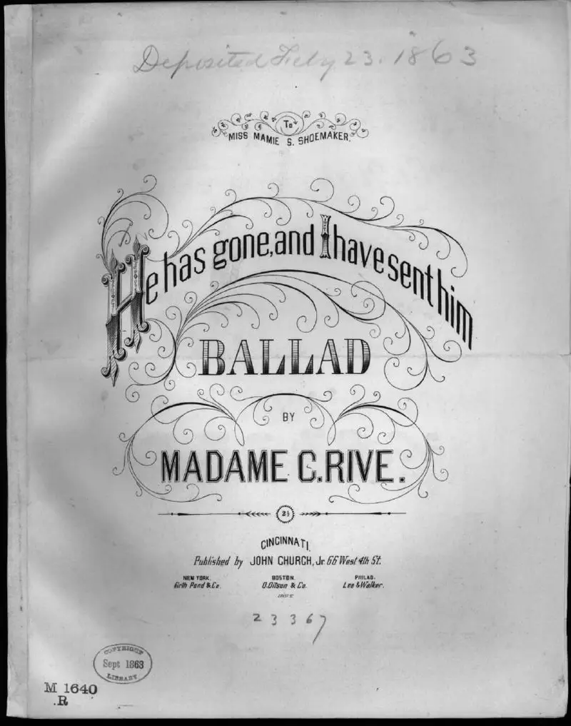 Первая страница нот «He has gone, and I have sent him»